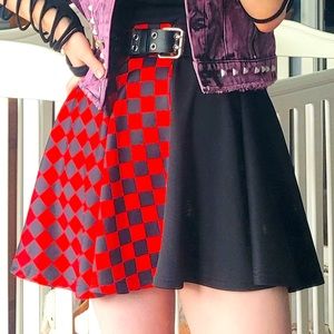 Emo checker print mini skirt